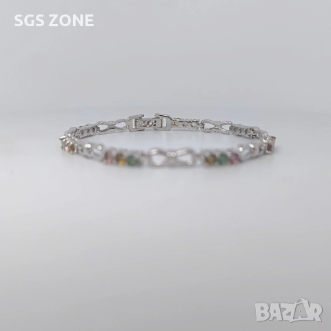 Ръчно изработена сребърна гривна с мулти турмалин, снимка 10 - Гривни - 52580837