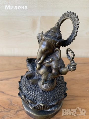 Бронзова статуетка на Ганеша, снимка 3 - Други ценни предмети - 52478092