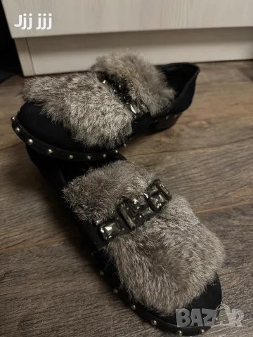 Велурени обувчици със заешки косъм, снимка 3 - Дамски ежедневни обувки - 49508690