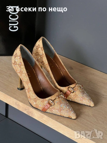 Gucci Дамски Обувки С Кристали И Метален Ток Гучи - 2 Цвята Код E1282