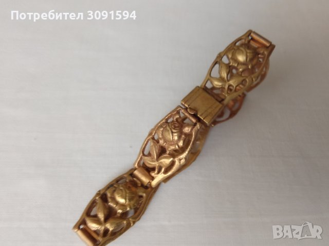 Стара гривна месинг мотиви на рози, снимка 1