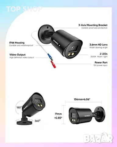 Нови 2бр. камери за сигурност/Нощно виждане видеонаблюдение сигурност, снимка 3 - Аналогови камери - 49919342