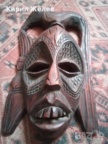 Махагонова маска ритуална стара дървена традиционно изкуство от Африка 43738, снимка 1 - Колекции - 44334958