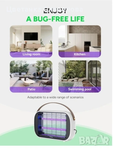 LED уред за унищожаване на насекоми Buzbug за вътрешна употреба, снимка 6 - Лед осветление - 53077611