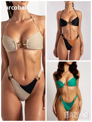 Дамски секси бански костюм от две части в еднакъв цвят, 3цвята 