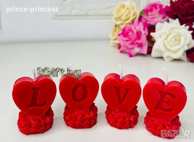 Комплект свещи сърца Love, снимка 2 - Романтични подаръци - 52678804
