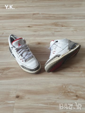 Оригинални кецове Nike Air Jordan 3 Retro White Cement (GS), снимка 3 - Кецове - 40080043