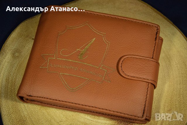 Лазерно гравирано мъжко портмоне от италианска естествена кожа , снимка 3 - Портфейли, портмонета - 42195791