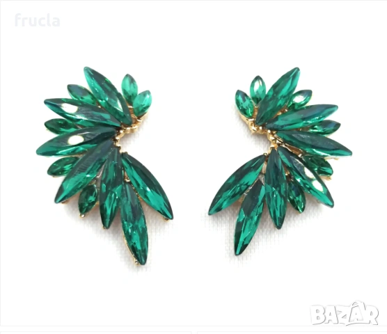 Обеци Ангелски Крила Изумрудено Зелено