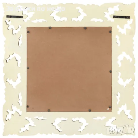 Ръчно резбовано огледало, бяло, 50x50 см, мангово дърво масив Код P182, снимка 2 - Огледала - 49455810