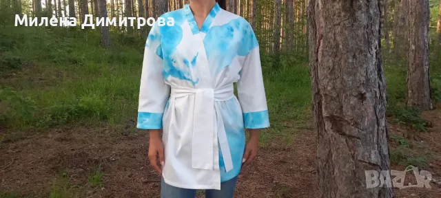 Ръчно рисувано сатенирано кимоно , снимка 8 - Сака - 48908015