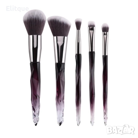 Сет от 5 броя четки за грим с диамантени дръжки HZS52, снимка 12 - Други - 52830518