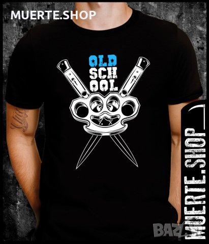 Черна тениска с щампа OLD SCHOOL KNIVES