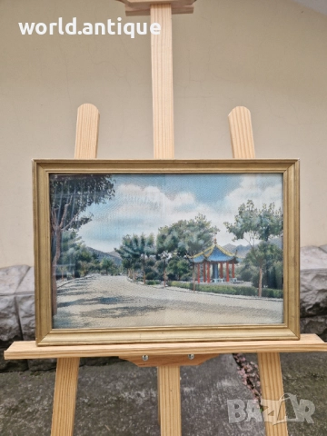 Чудесна антикварна китайска картина коприна автор 