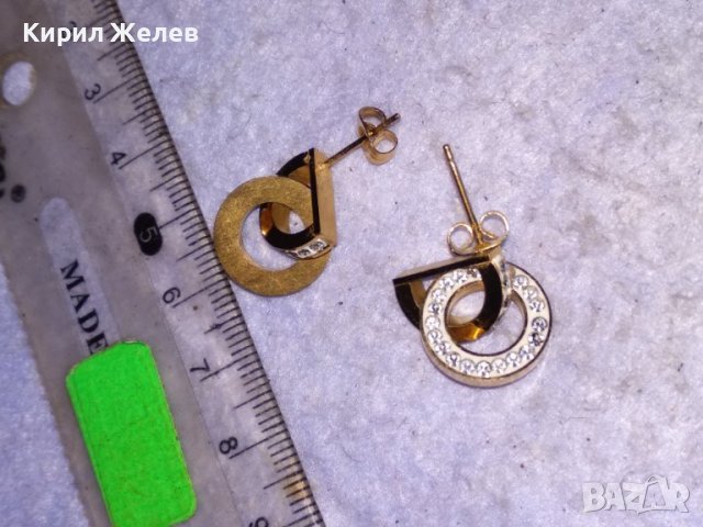 ЕФЕКТНИ МНОГО КРАСИВИ ФИНИ ПОЗЛАТЕНИ ФЕШЪН АРТ ОБЕЦИ с ИСКРЯЩИ ЦИРКОНИ и БЯЛ ЕМАЙЛ 38471