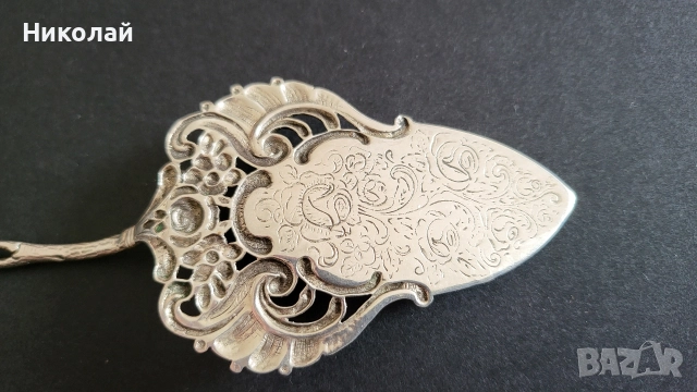 Елегантна сребърна шпатула с красив дизайн , снимка 5 - Антикварни и старинни предмети - 52997148