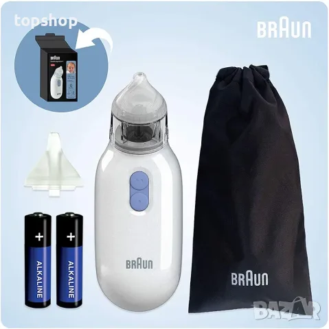 Нов Електрически Назален Аспиратор За Бебета и Деца Braun BNA100 , снимка 7 - Други - 55970970
