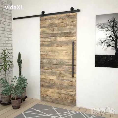 vidaXL Комплект механизъм за плъзгаща врата SKIEN 183 см стомана черен, снимка 3 - Железария - 56146064