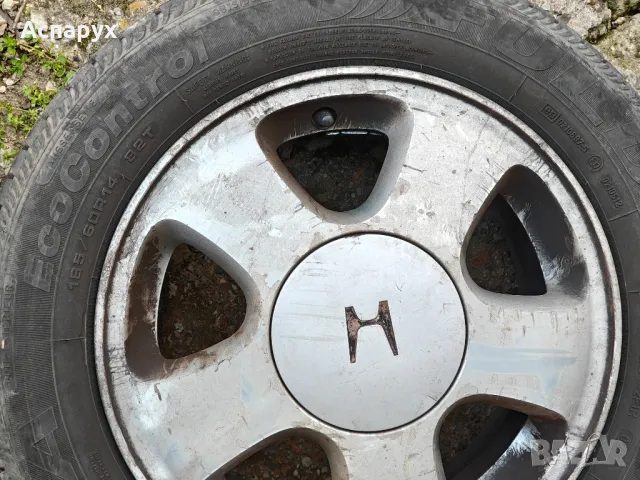 Джанти 4/100/14 Honda CRX VTI гуми 185/60/14, снимка 4 - Гуми и джанти - 50031629