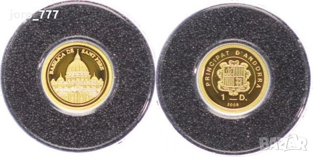 Златна монета от Андора 1 динар 2008