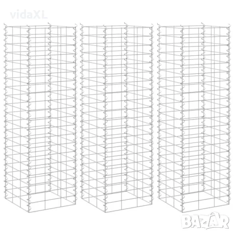 vidaXL Габиони повдигнати лехи, 3 бр, 30x30x100 см, желязо