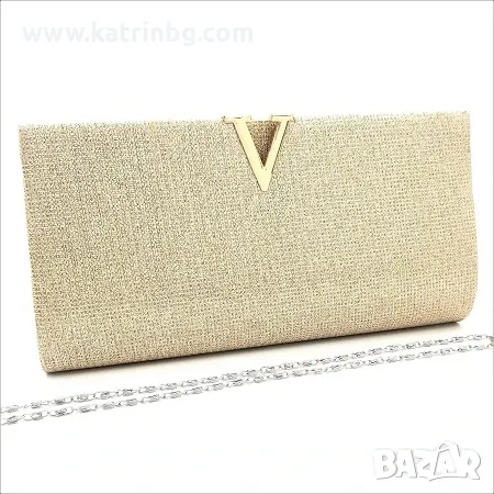 Официална дамска чанта тип плик-Златна, снимка 2 - Чанти - 48942817