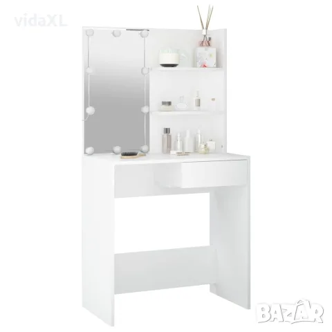 vidaXL Тоалетка с LED, бяла, 74,5x40x141 см, снимка 3 - Тоалетки - 56147820