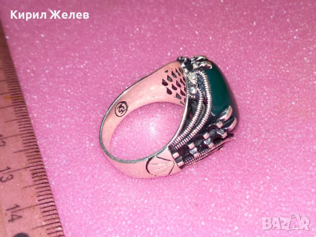 КРАСИВ СКЪПОЦЕНЕН АВТОРСКИ СРЕБЪРЕН ПРЪСТЕН СРЕБРО 925 с ШЛИФОВАН ХРИЗОПРАЗ и ПЕЧАТ на ЮВЕЛИРА 43354, снимка 11 - Пръстени - 44393980