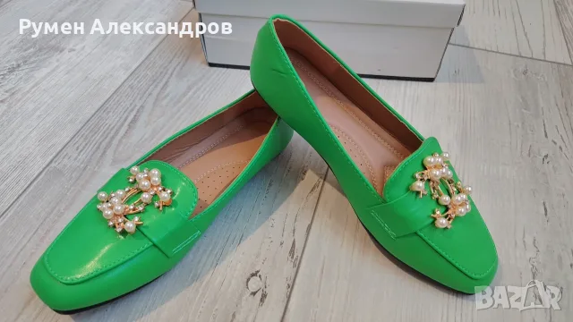 Чисто нови дамски ниски обувки от зелена еко кожа размер 38, снимка 7 - Дамски ежедневни обувки - 55944012