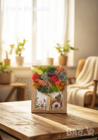 Картина "Вечен Букет" декорирана със скандинавски мъх , снимка 2 - Картини - 53491868