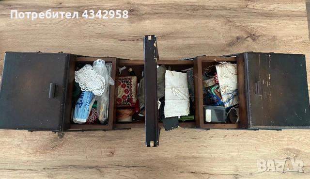 Ретро дървена кутия за шивашки принадлежности 1950г. Германия., снимка 5 - Антикварни и старинни предмети - 51457788