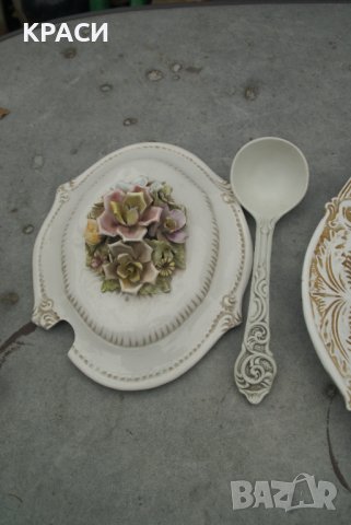 продавам старинен супник със бъркалка и поднос, снимка 11 - Антикварни и старинни предмети - 42143966