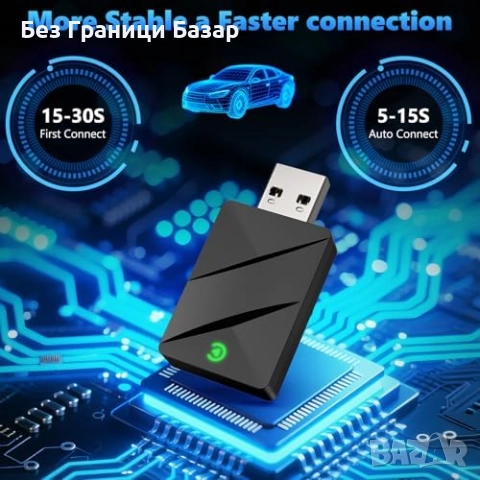 Нов Безжичен CarPlay/Android Auto донгъл с 5GHz Wi-Fi и авто свързване, снимка 2 - Друга електроника - 52273847