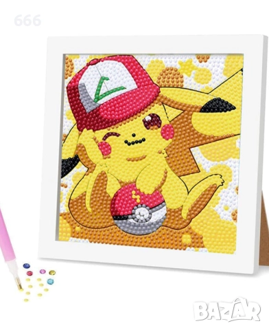 Диамантена картина Покемон Пикачу с рамка