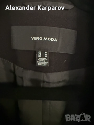 Vero Moda черно дълго палто M - отлично състояние, снимка 3 - Палта, манта - 53638568