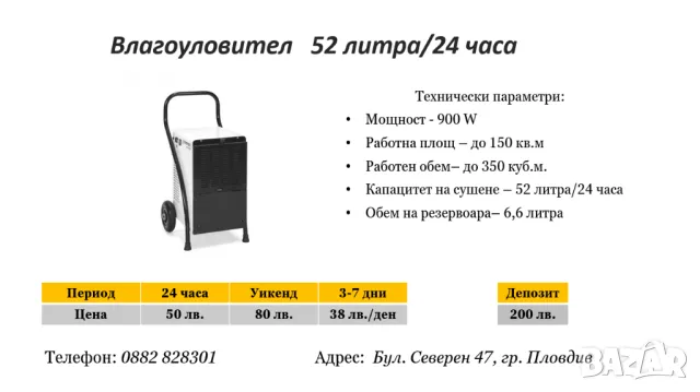 Влагоуловител 52л/24ч под наем