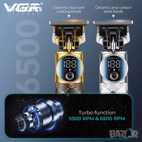 Машинка за подстригване VGR V-942 – Мощен тример с луксозен дизайн и Turbo режим, снимка 3 - Машинки за подстригване - 50392563