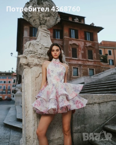 Модерна ефирна рокля с флорален принт, снимка 6 - Рокли - 51665344