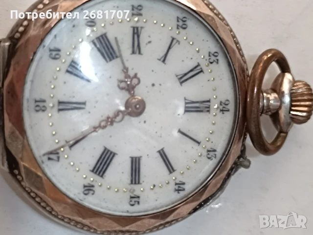 сребърен джобен часовник , снимка 2 - Джобни - 50956352