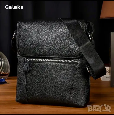 Премиум Луксозна, стилна мъжка бизнес чанта с презрамки /Черна естествена кожа!, снимка 10 - Чанти - 50305657