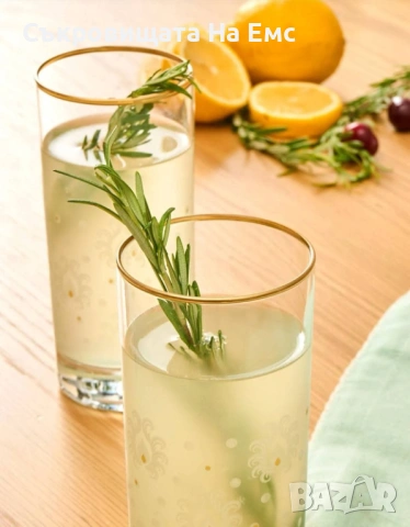 ✨Сервиз от 6броя Водни Чаши KARACA ✨  Деликатен Златен Кант и Нежни Цветя  6броя Чаши  , снимка 5 - Сервизи - 53714698