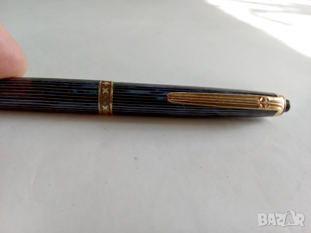 РЯДКА ХИМИКАЛКА 1950г DIPLOMAT ОТ ЗЕЛЕНО-СИНЬО РАФИРАНА СМОЛ , снимка 6 - Други ценни предмети - 52144504