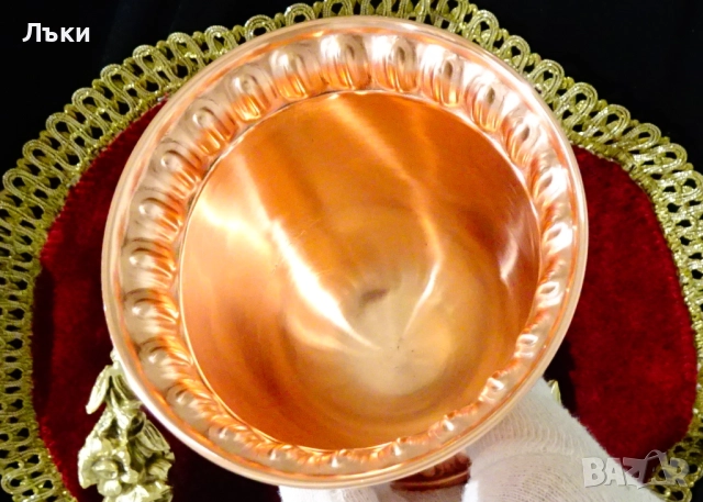 Меден бокал,медна чаша за вино,чиста червена мед 300 мл. , снимка 3 - Антикварни и старинни предмети - 52587158