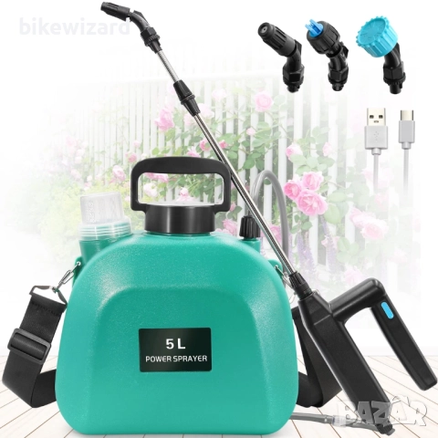  	SYLSTAR 5L Акумулаторна пръскачка 3 дюзи за мъгла, презареждаща се USB НОВА 