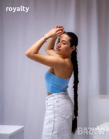 Син дамски топ , снимка 3 - Блузи с дълъг ръкав и пуловери - 49703038