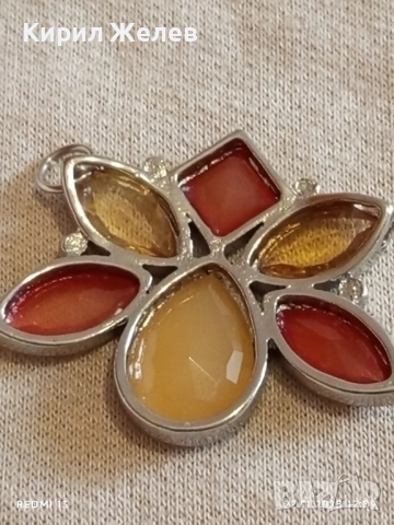 ВИСУЛКА ИНКРУСТИРАНА с РАЗЛИЧНИ ФАЦЕТИРАНИ КАМЪНИ в КАФЯВИ,ЖЪЛТИ и ЗЕЛЕНИ ТОНОВЕ 52154, снимка 9 - Колиета, медальони, синджири - 52501805