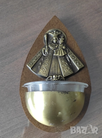 Съд за светена вода* Месинг и дърво* Църковна утвар, снимка 5 - Антикварни и старинни предмети - 51880829