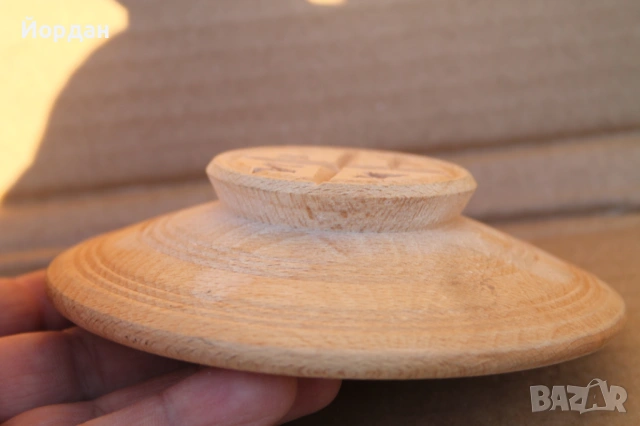 Стар дървен печат за хляб просфор, снимка 4 - Други ценни предмети - 53564799