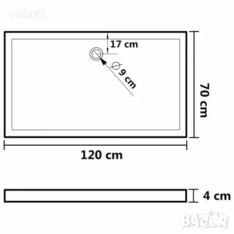 vidaXL Правоъгълно ABS душ корито, черно, 70x120 см, снимка 8 - Душ кабини и вани - 56146074