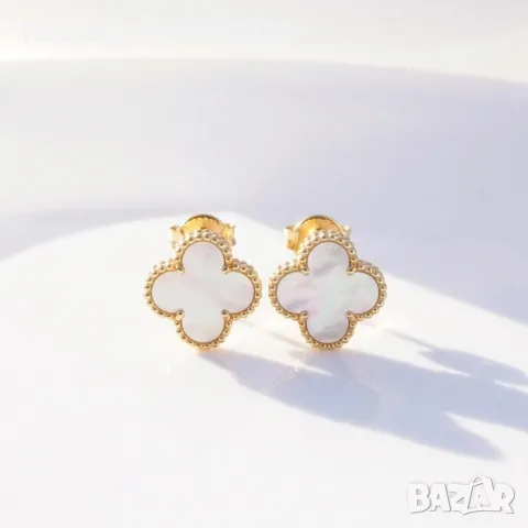 Златен комплект Van cleef бял седеф, снимка 4 - Бижутерийни комплекти - 56357093